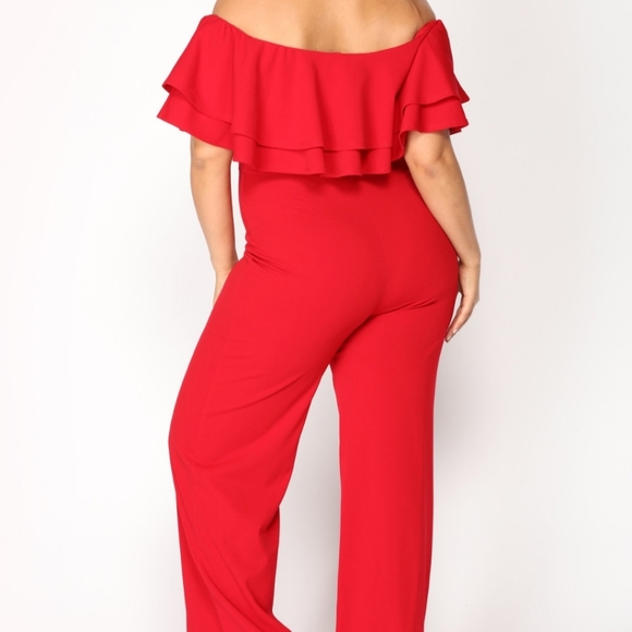 Red Ruffle Jumpsuit - Picture 5 of 5